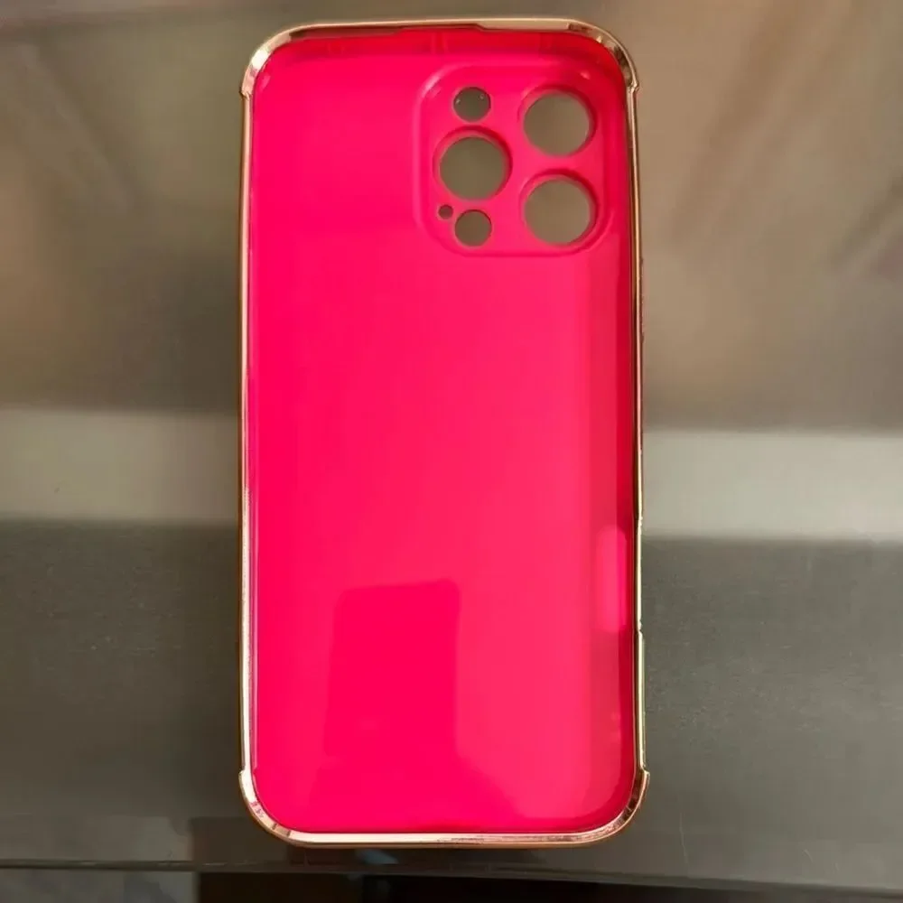 iPhone 16 Pro Max Stylish Pink and Gold Phone Case
